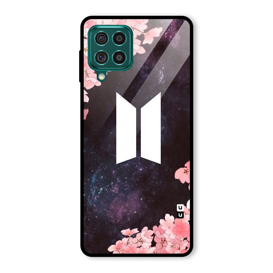 Cherry Blossom Pause Design Glass Back Case for Galaxy F62