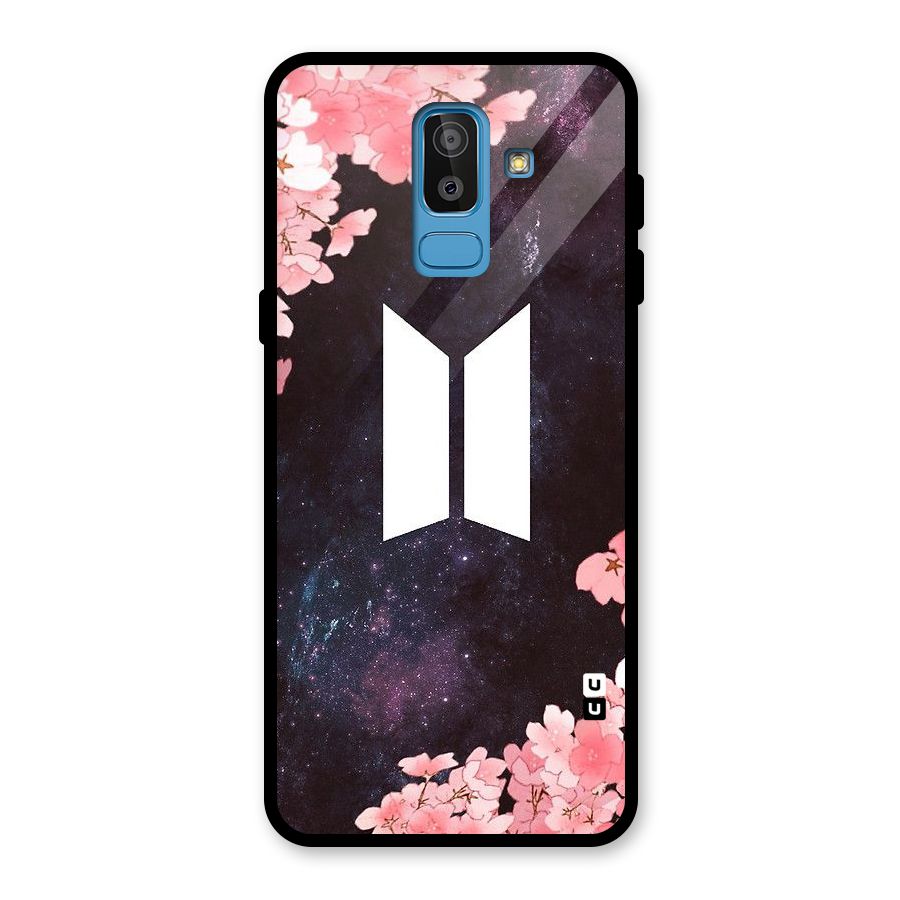Cherry Blossom Pause Design Glass Back Case for Galaxy J8