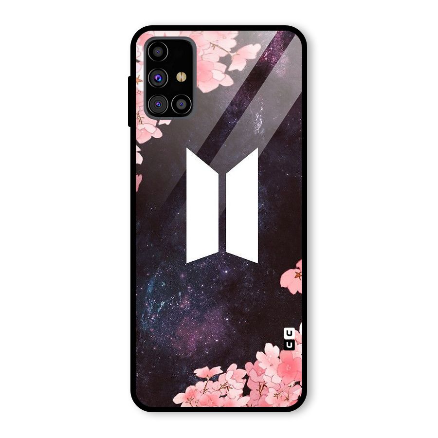 Cherry Blossom Pause Design Glass Back Case for Galaxy M31s