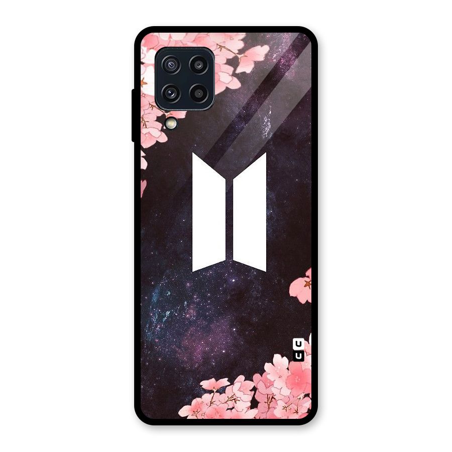 Cherry Blossom Pause Design Glass Back Case for Galaxy M32