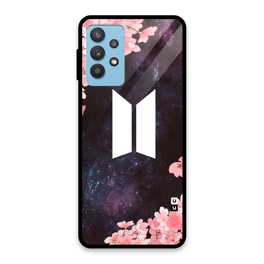 Cherry Blossom Pause Design Glass Back Case for Galaxy M32 5G