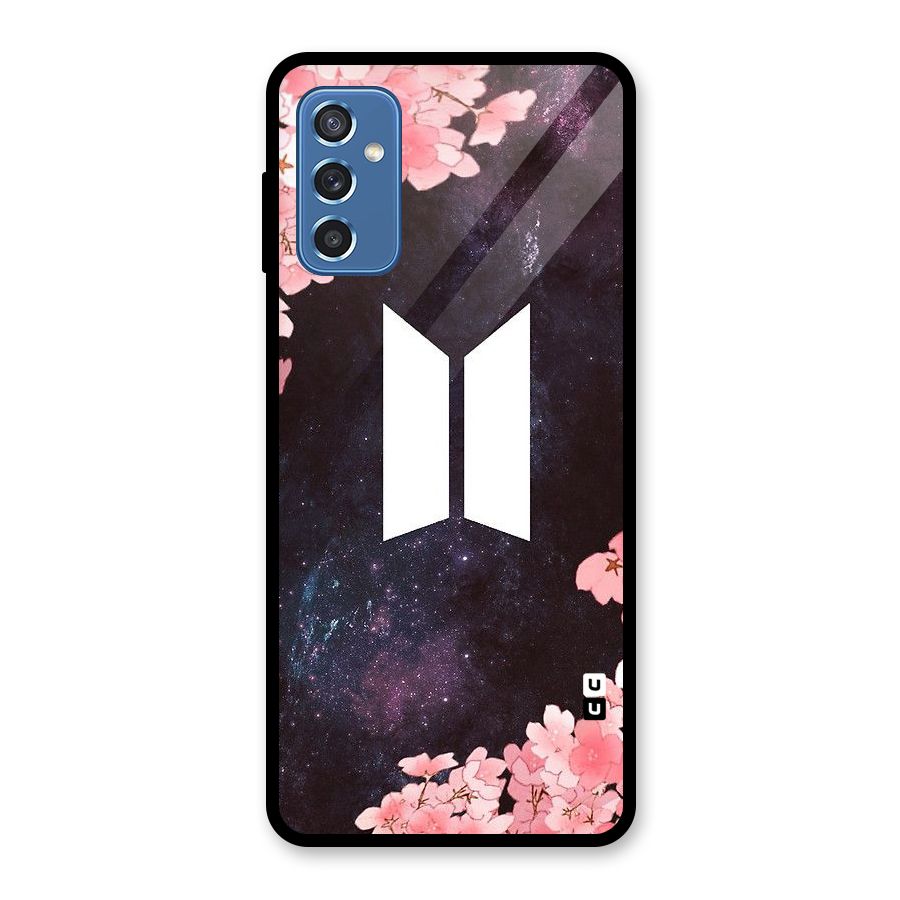 Cherry Blossom Pause Design Glass Back Case for Galaxy M52 5G