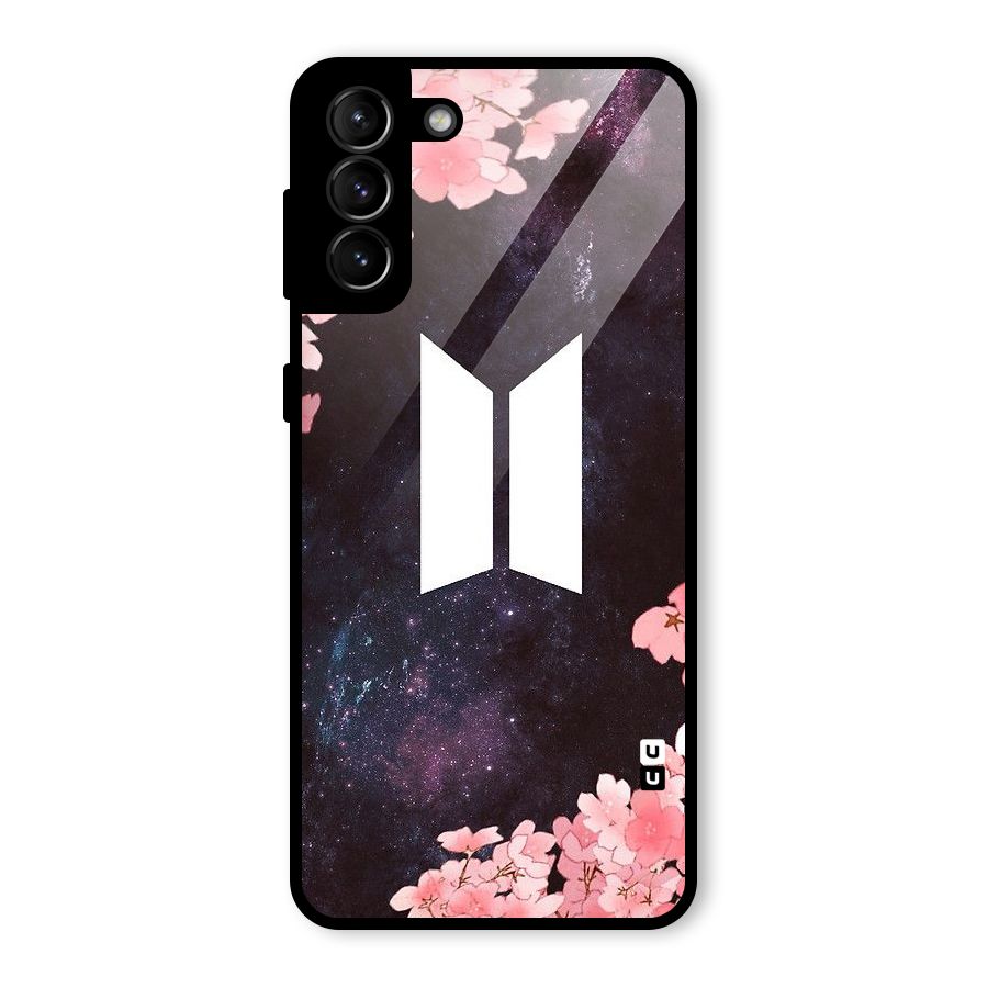 Cherry Blossom Pause Design Glass Back Case for Galaxy S21 Plus