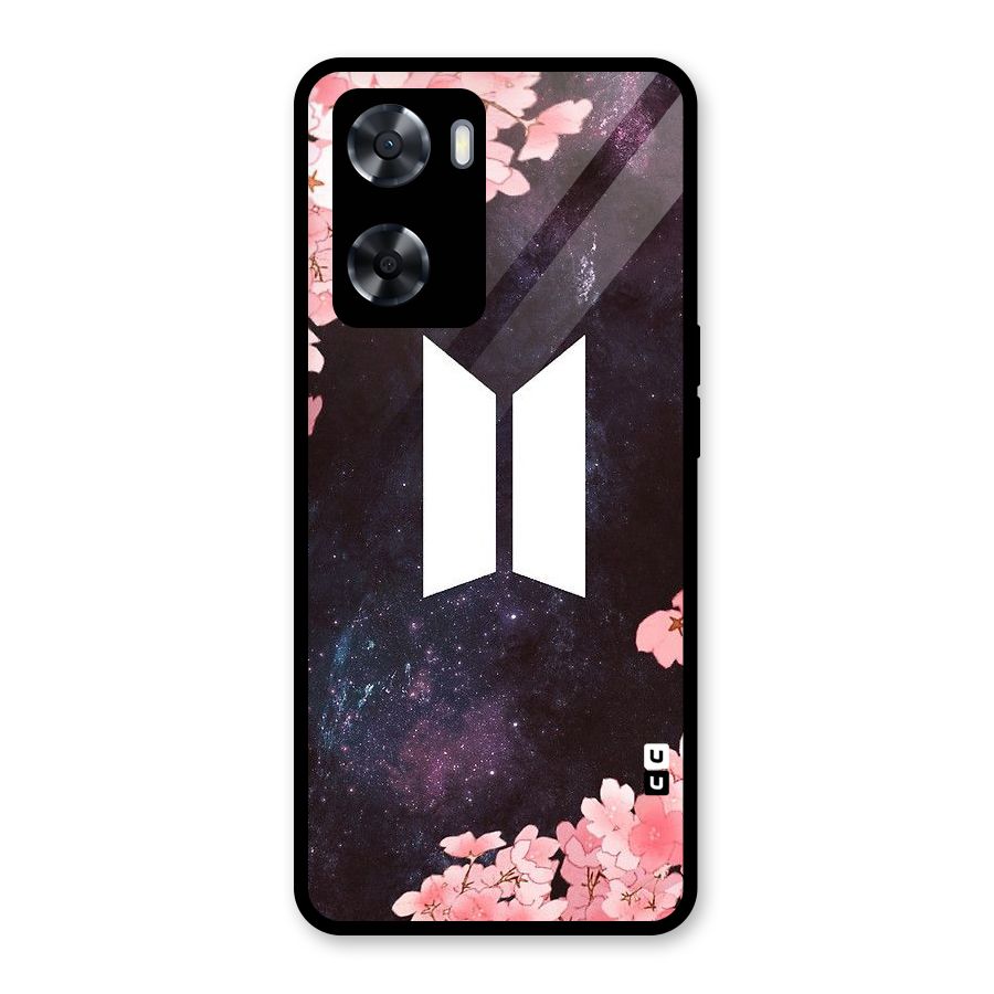 Cherry Blossom Pause Design Glass Back Case for Oppo A57 2022