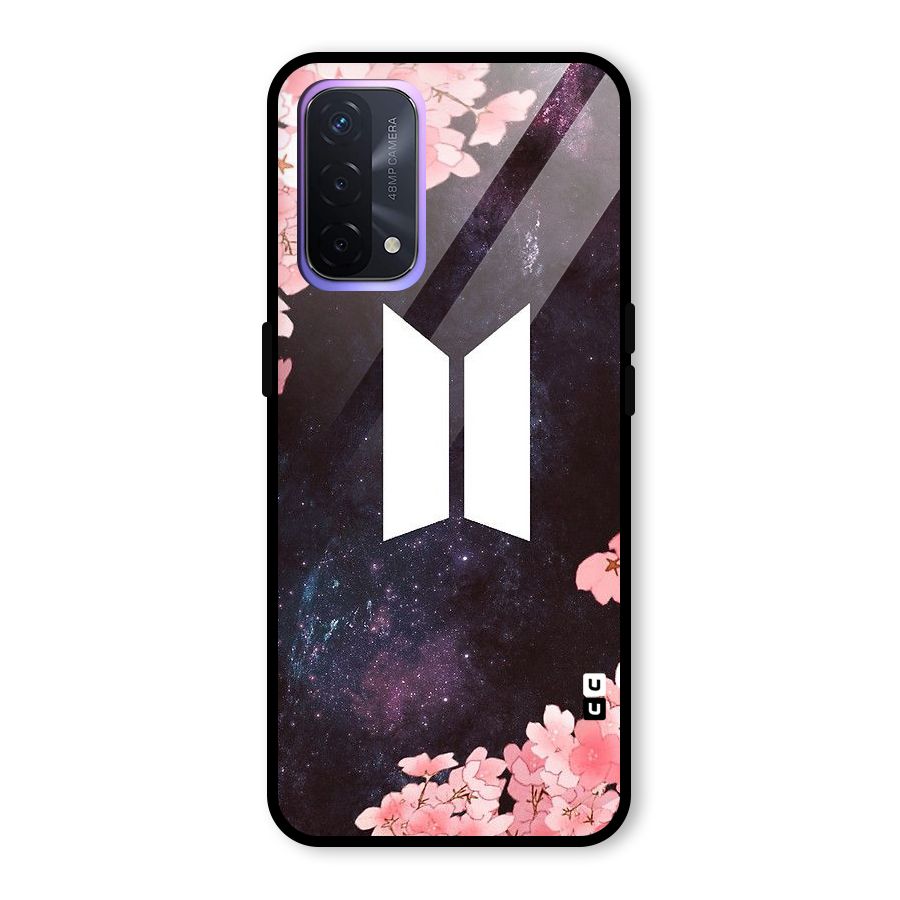 Cherry Blossom Pause Design Glass Back Case for Oppo A74 5G