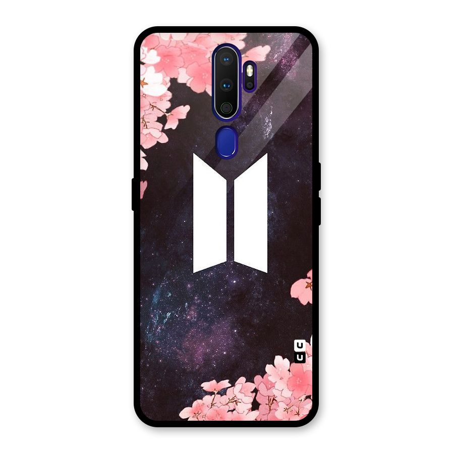 Cherry Blossom Pause Design Glass Back Case for Oppo A9 (2020)