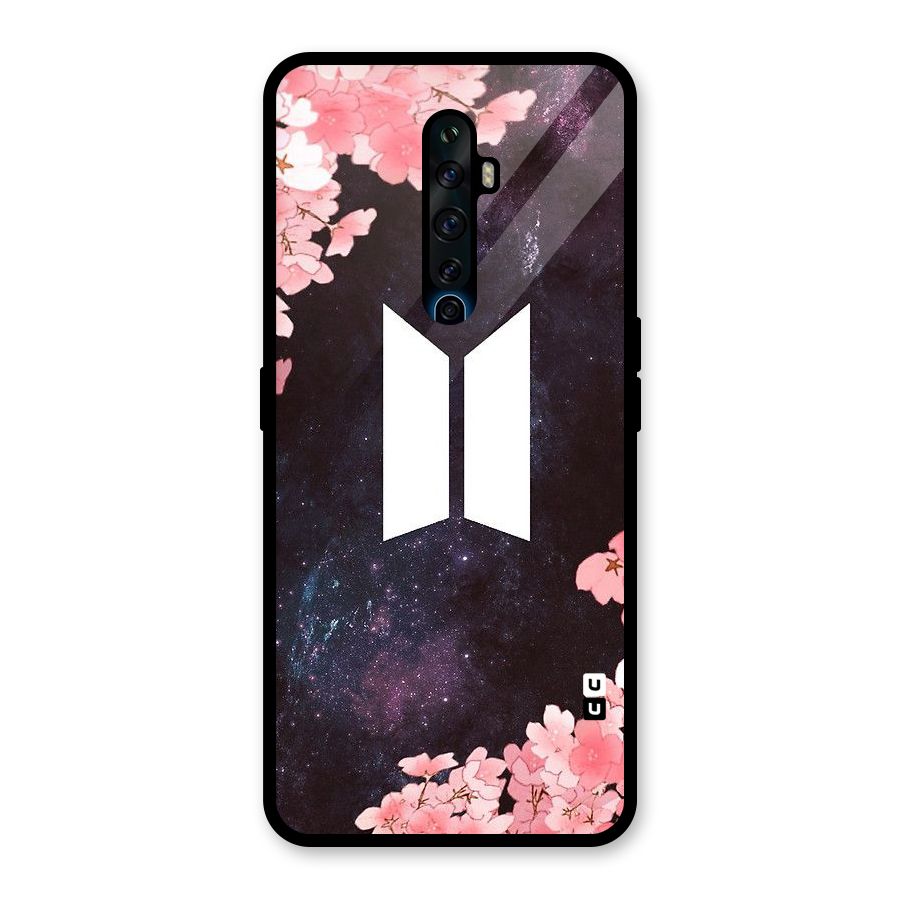 Cherry Blossom Pause Design Glass Back Case for Oppo Reno2 F