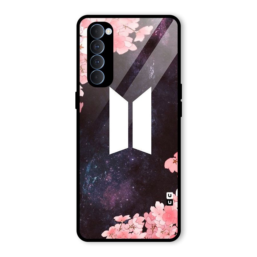 Cherry Blossom Pause Design Glass Back Case for Oppo Reno4 Pro