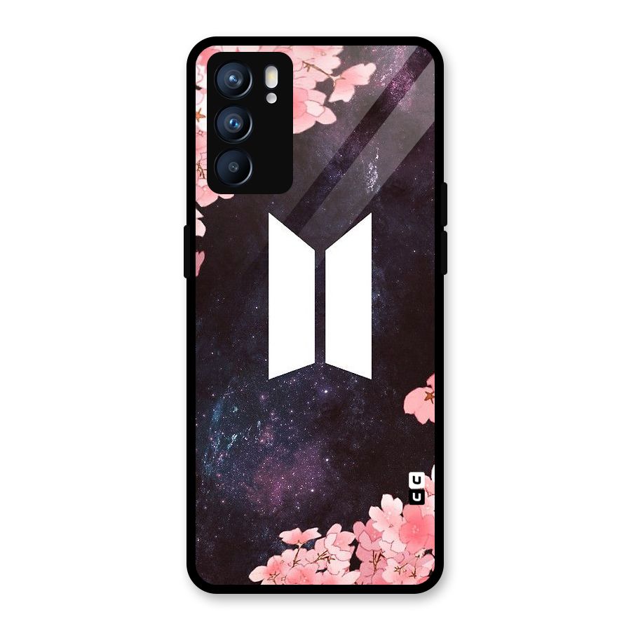 Cherry Blossom Pause Design Glass Back Case for Oppo Reno6 5G