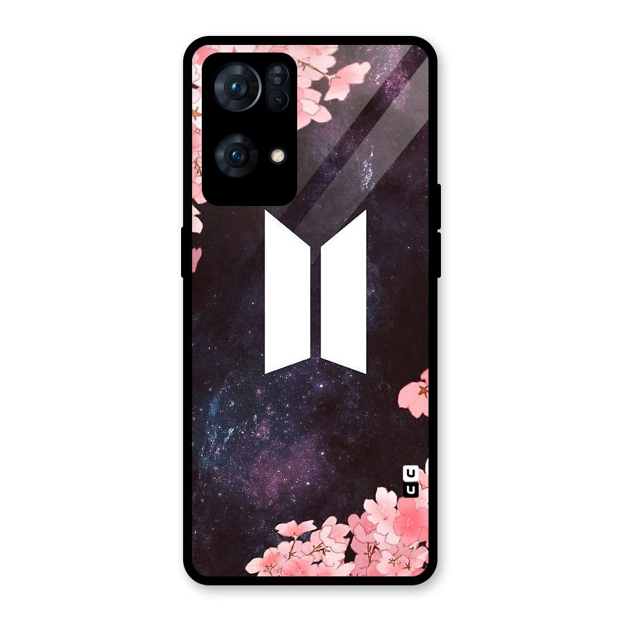 Cherry Blossom Pause Design Glass Back Case for Oppo Reno7 Pro 5G