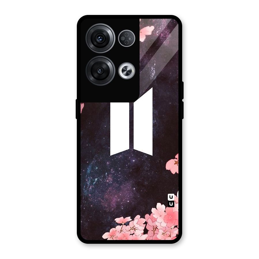Cherry Blossom Pause Design Glass Back Case for Oppo Reno8 Pro 5G