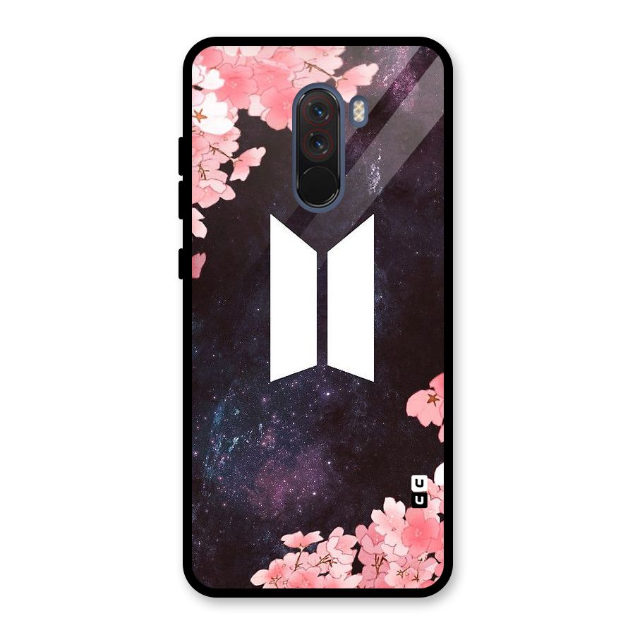Cherry Blossom Pause Design Glass Back Case for Poco F1