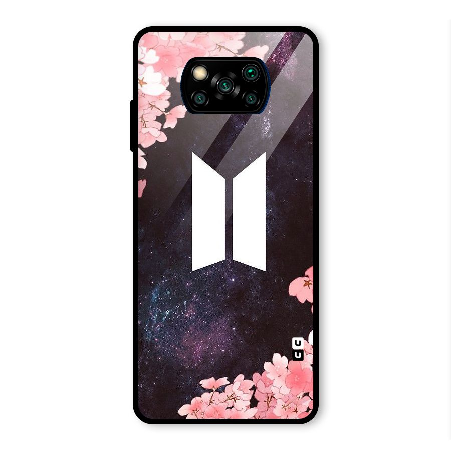 Cherry Blossom Pause Design Glass Back Case for Poco X3 Pro