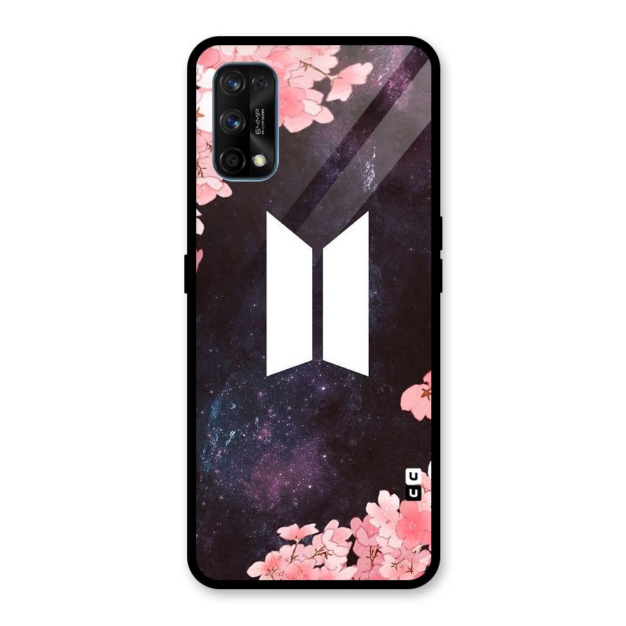 Cherry Blossom Pause Design Glass Back Case for Realme 7 Pro