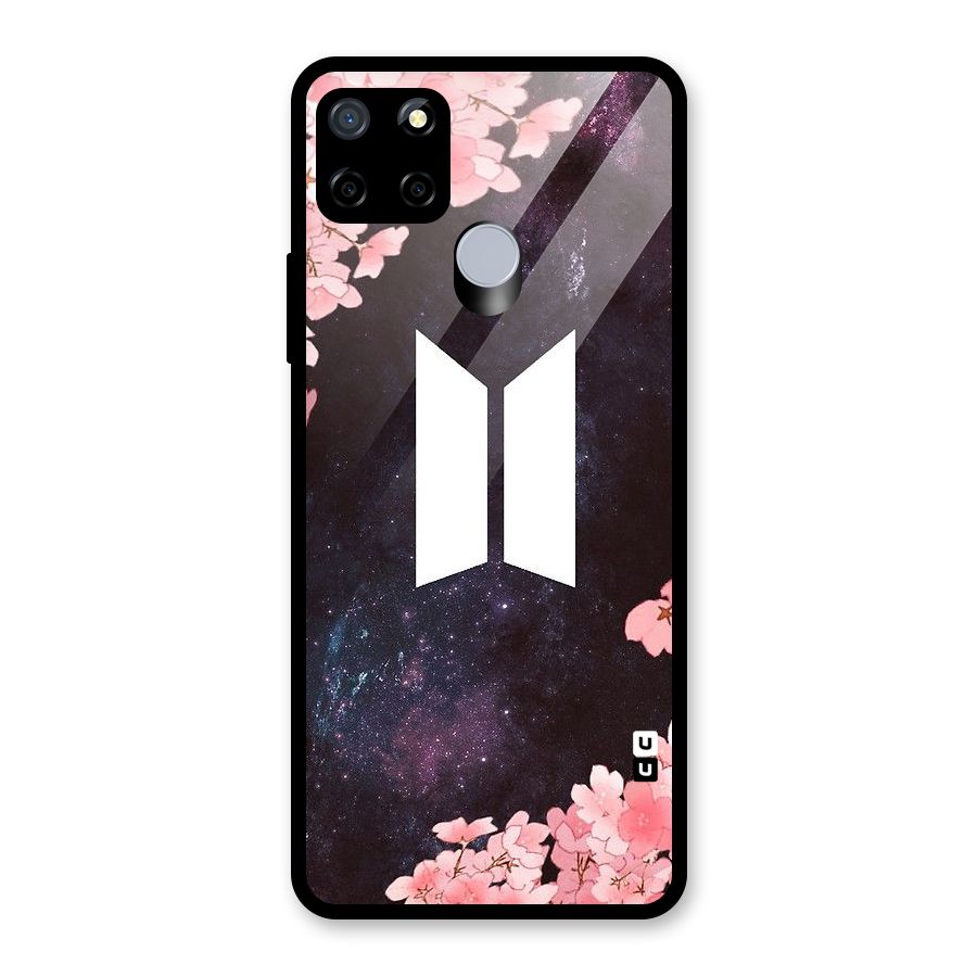 Cherry Blossom Pause Design Glass Back Case for Realme C15