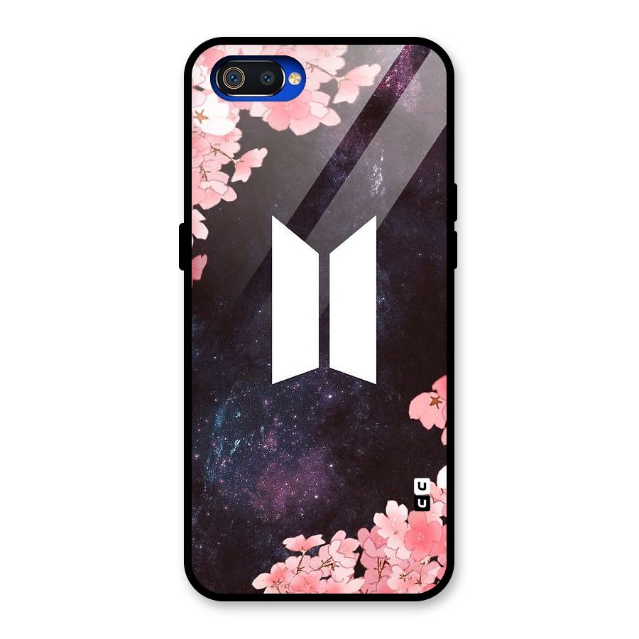 Cherry Blossom Pause Design Glass Back Case for Realme C2