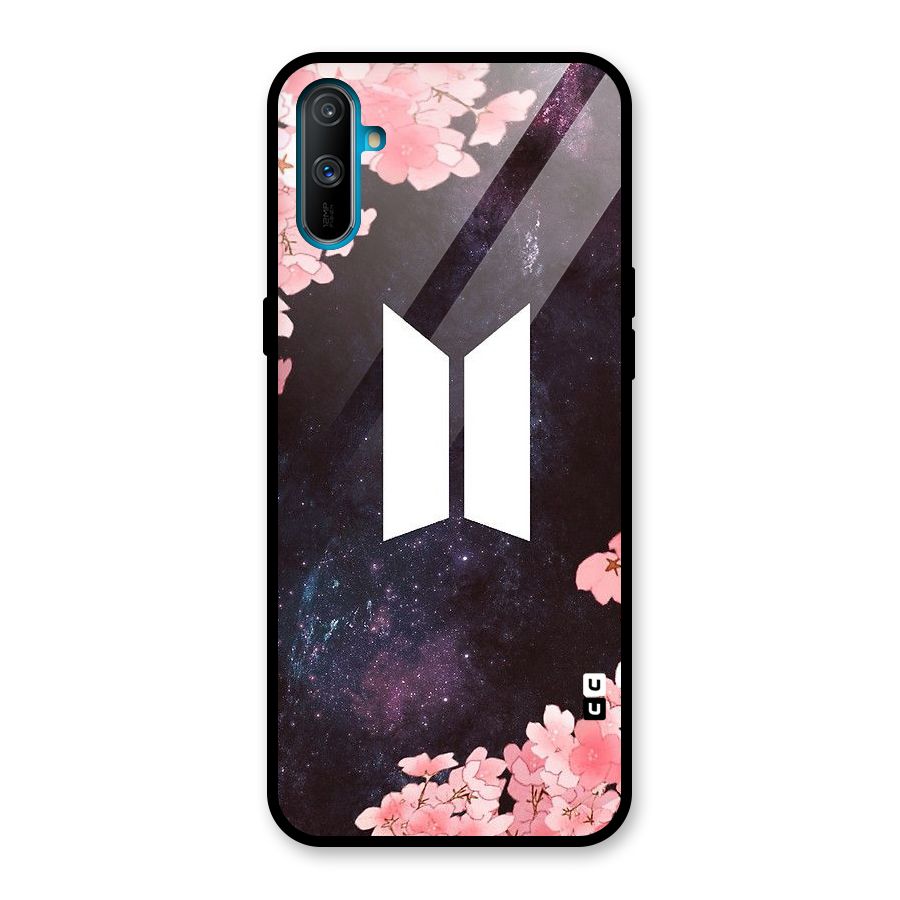 Cherry Blossom Pause Design Glass Back Case for Realme C3