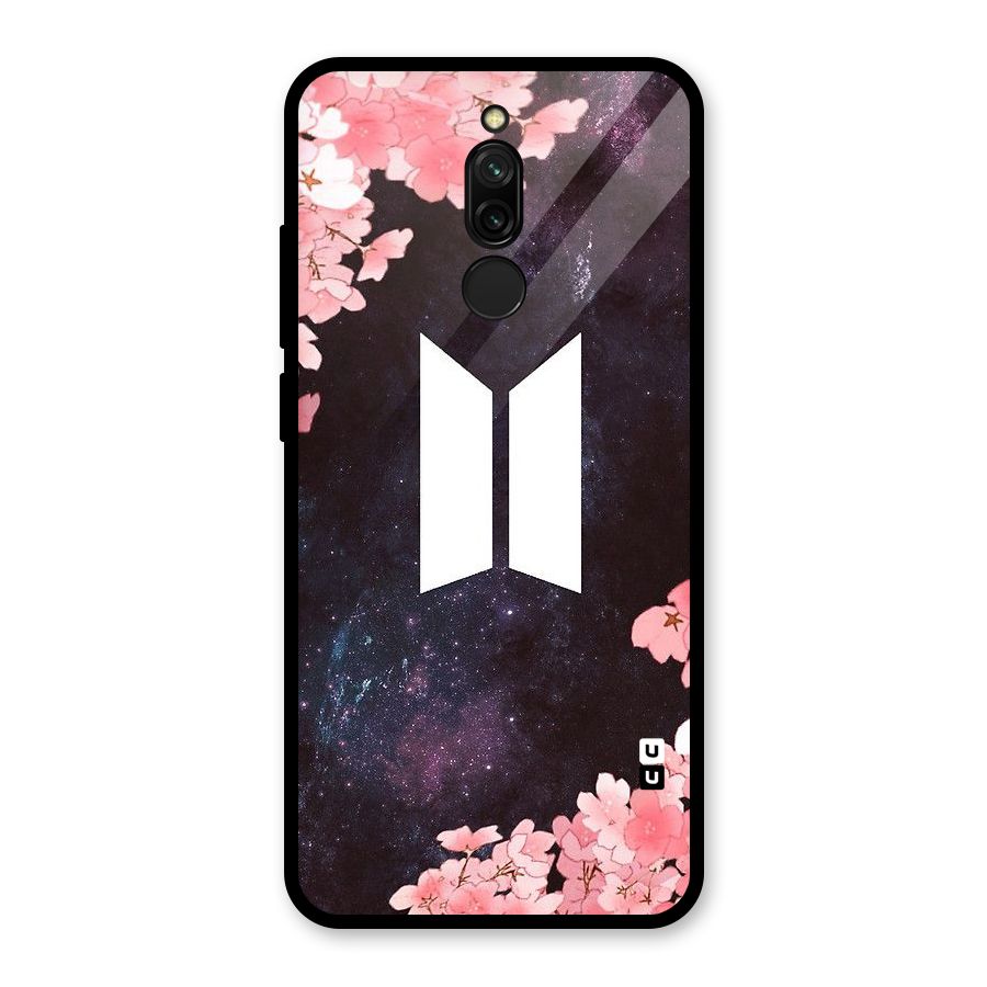 Cherry Blossom Pause Design Glass Back Case for Redmi 8
