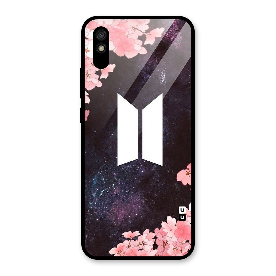 Cherry Blossom Pause Design Glass Back Case for Redmi 9A