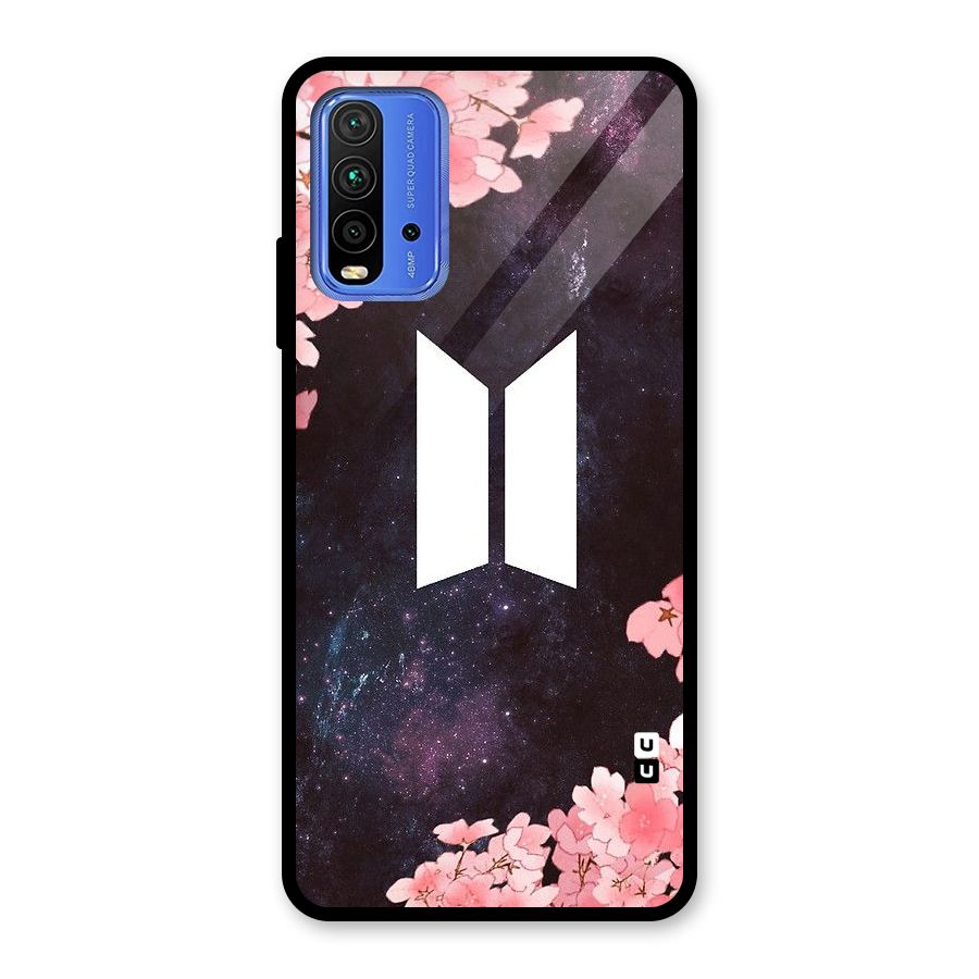 Cherry Blossom Pause Design Glass Back Case for Redmi 9 Power