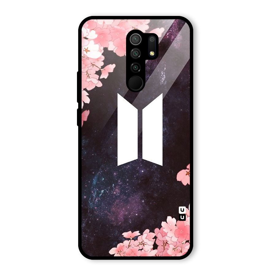 Cherry Blossom Pause Design Glass Back Case for Redmi 9 Prime