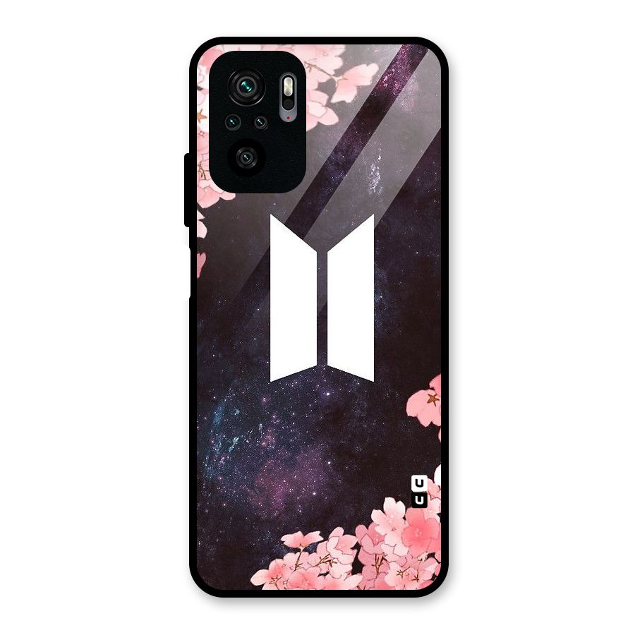 Cherry Blossom Pause Design Glass Back Case for Redmi Note 10S