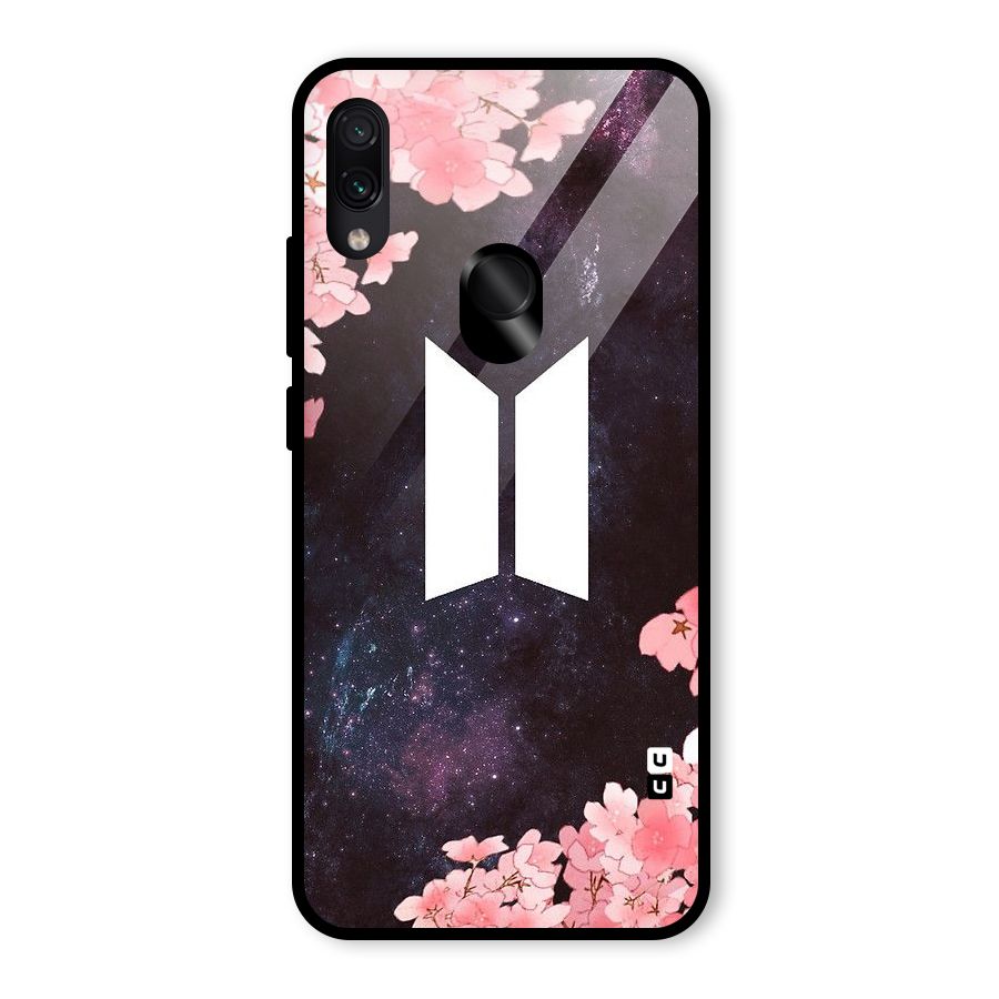 Cherry Blossom Pause Design Glass Back Case for Redmi Note 7S