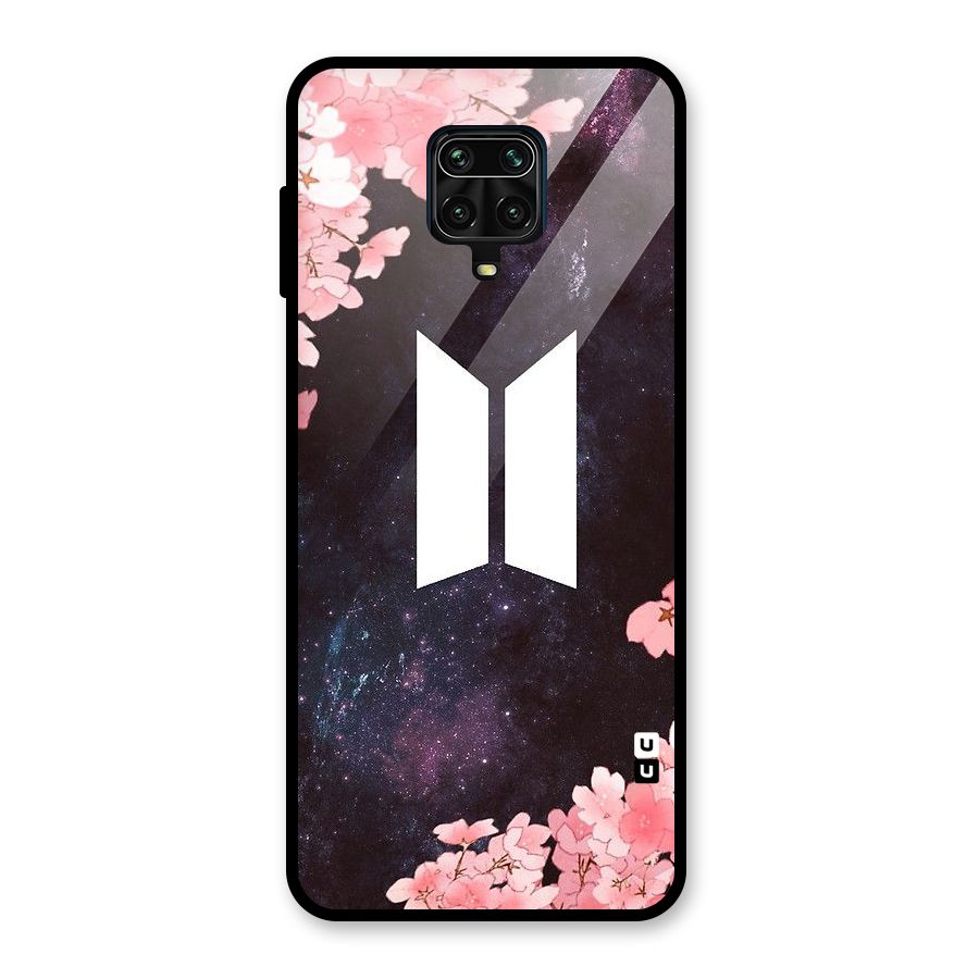 Cherry Blossom Pause Design Glass Back Case for Redmi Note 9 Pro