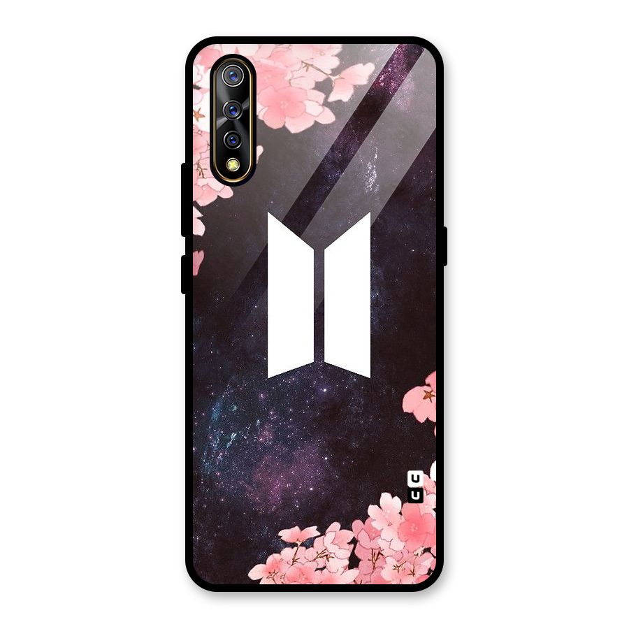 Cherry Blossom Pause Design Glass Back Case for Vivo S1