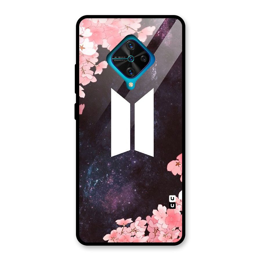 Cherry Blossom Pause Design Glass Back Case for Vivo S1 Pro