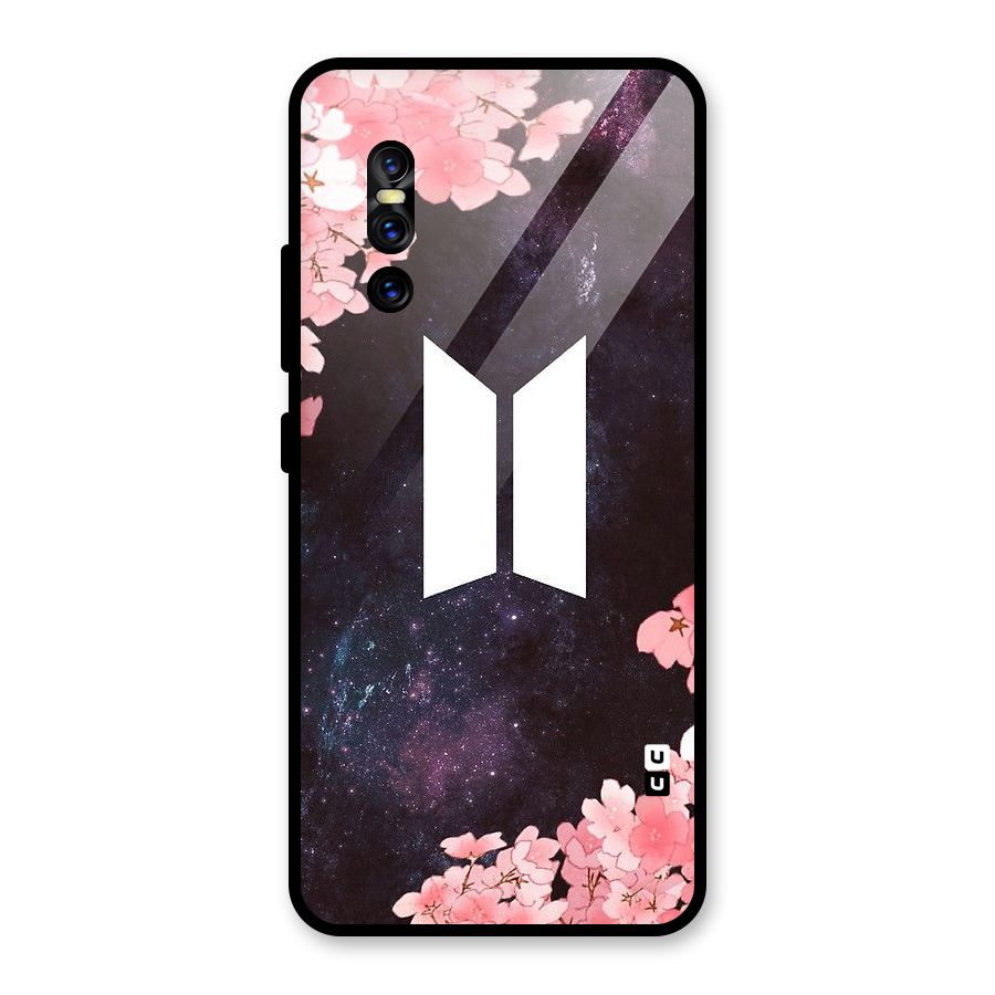 Cherry Blossom Pause Design Glass Back Case for Vivo V15 Pro