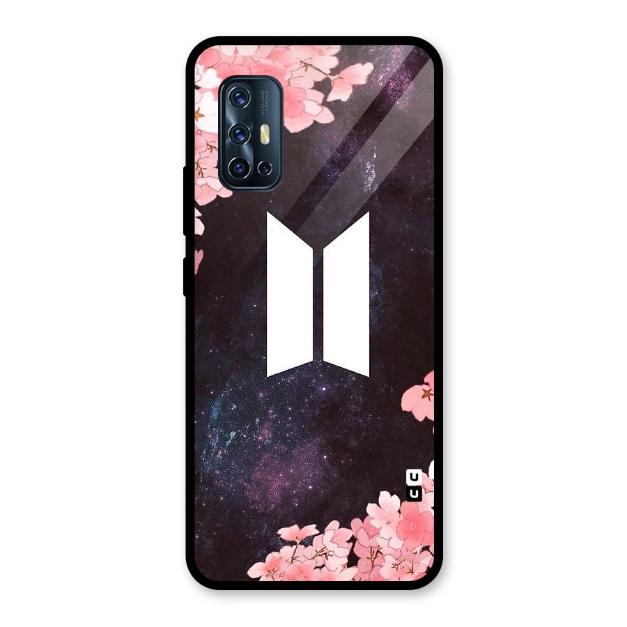 Cherry Blossom Pause Design Glass Back Case for Vivo V17