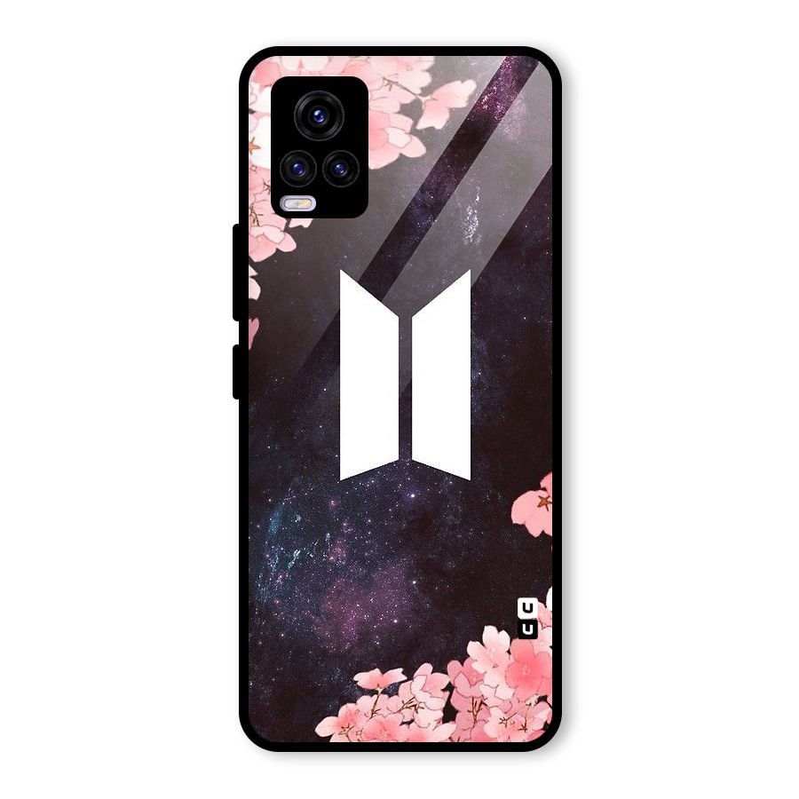 Cherry Blossom Pause Design Glass Back Case for Vivo V20