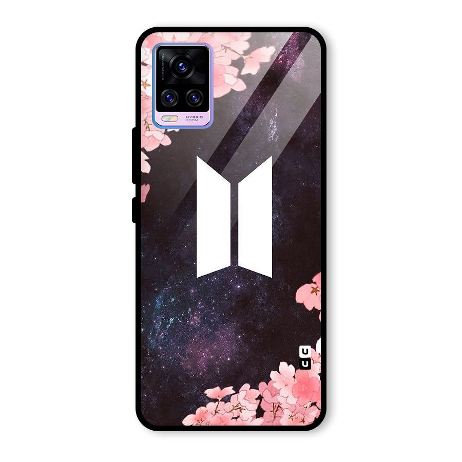 Cherry Blossom Pause Design Glass Back Case for Vivo V20 Pro