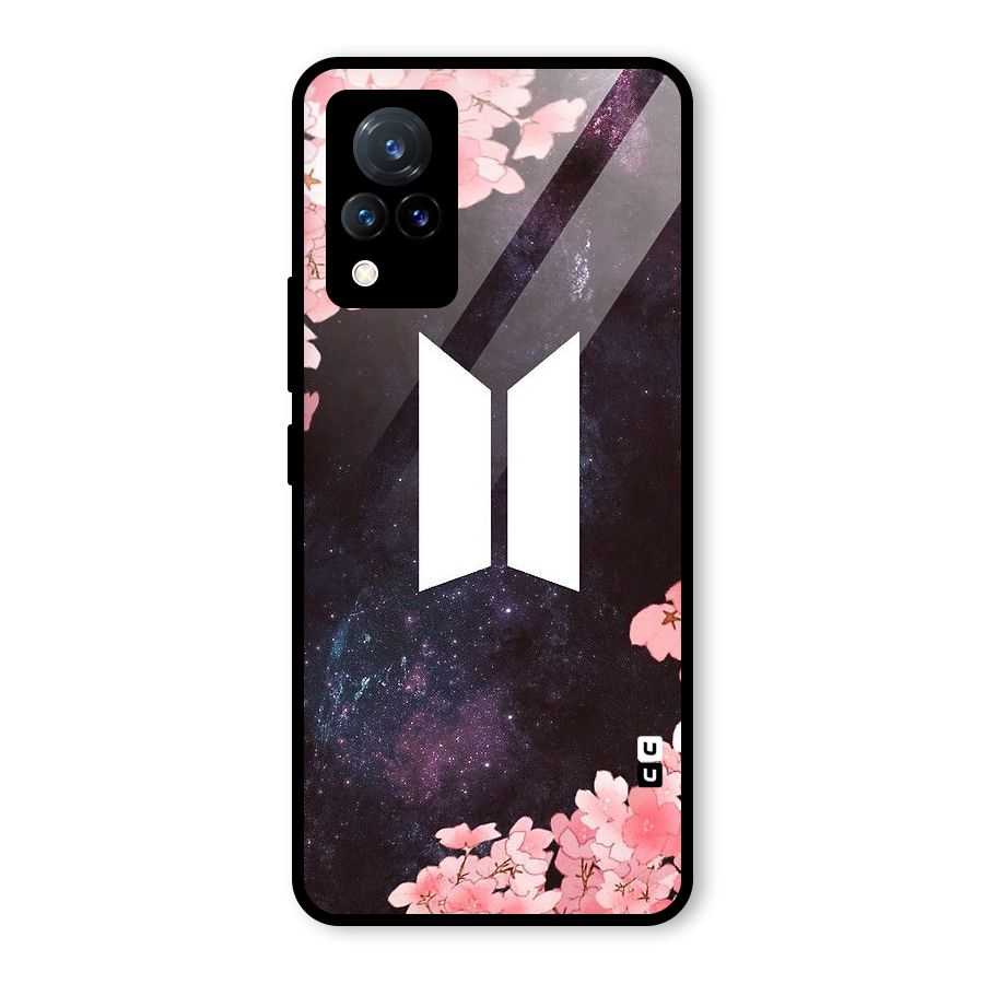 Cherry Blossom Pause Design Glass Back Case for Vivo V21 5G
