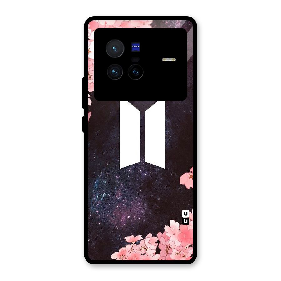 Cherry Blossom Pause Design Glass Back Case for Vivo X80