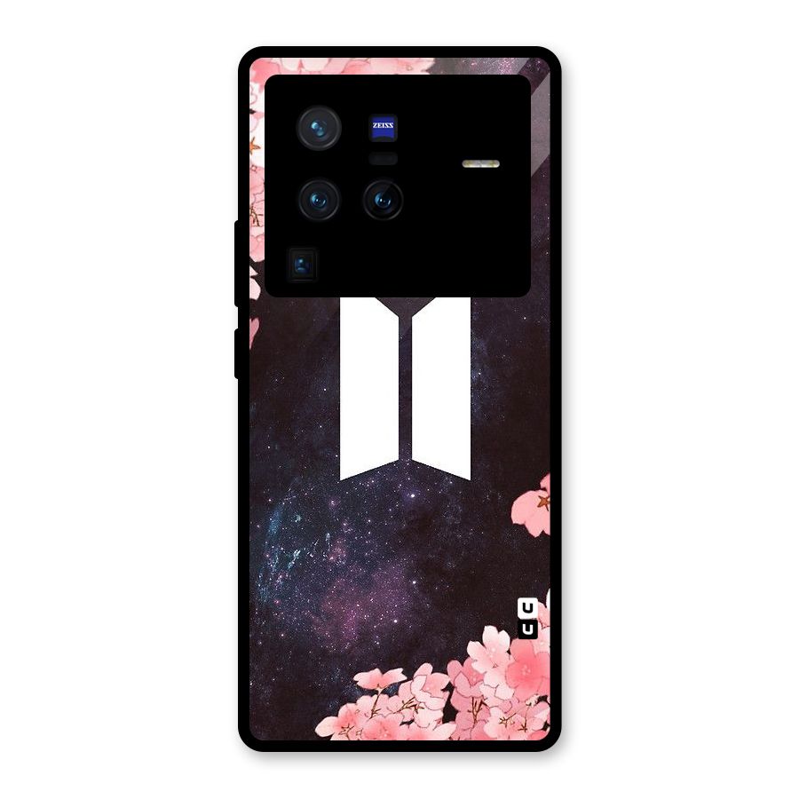 Cherry Blossom Pause Design Glass Back Case for Vivo X80 Pro