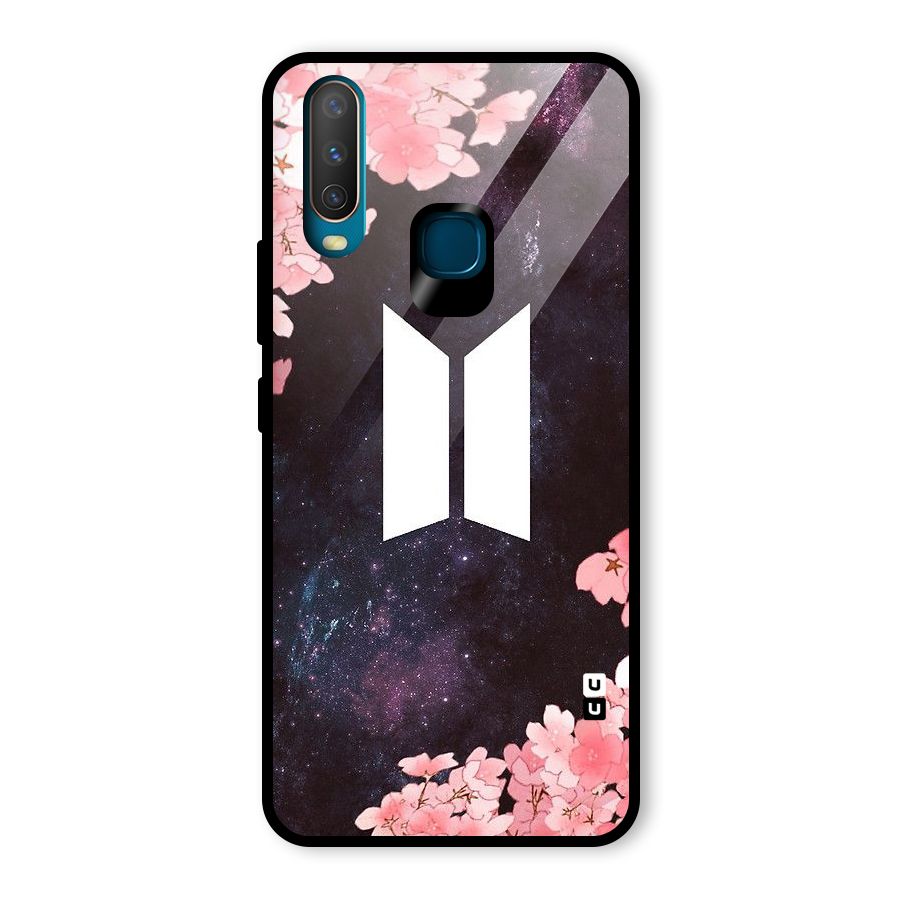 Cherry Blossom Pause Design Glass Back Case for Vivo Y17