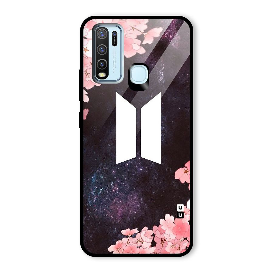 Cherry Blossom Pause Design Glass Back Case for Vivo Y30