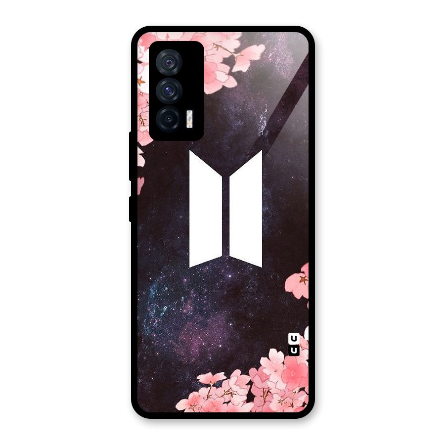 Cherry Blossom Pause Design Glass Back Case for Vivo iQOO 7 5G