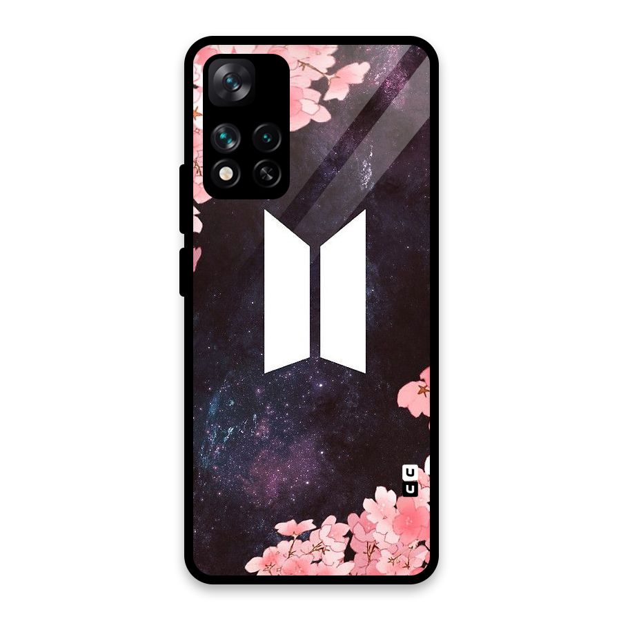 Cherry Blossom Pause Design Glass Back Case for Xiaomi 11i HyperCharge 5G