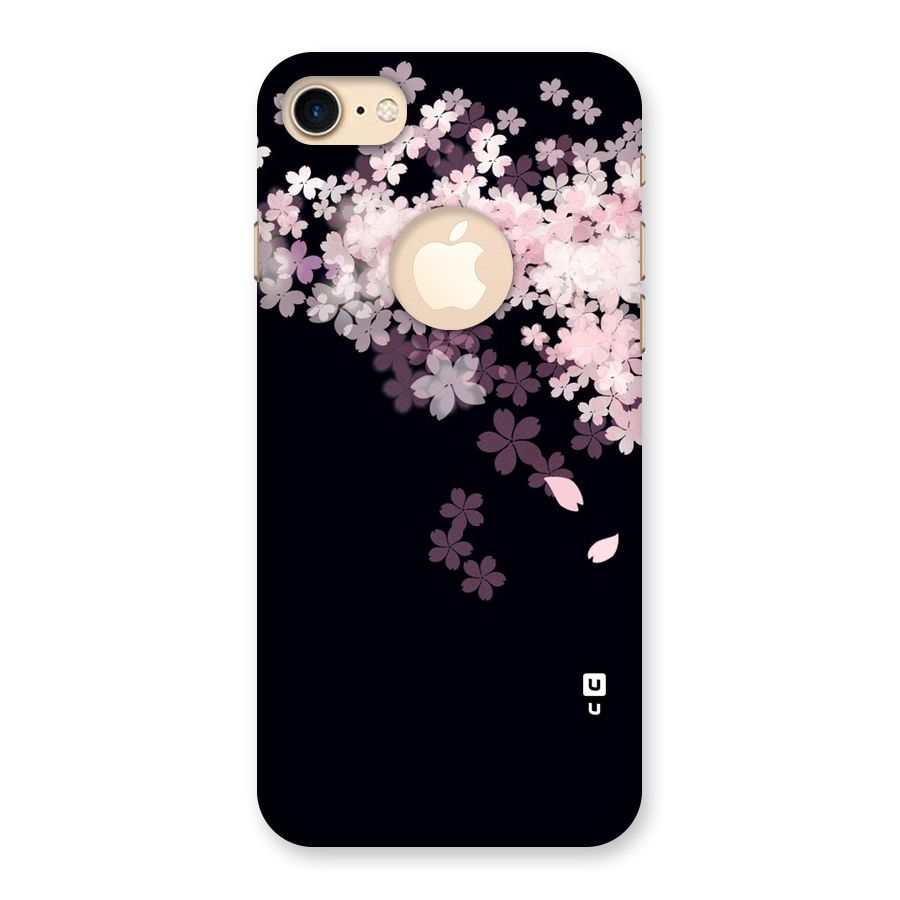 Cherry Flowers Pink Back Case for iPhone 7 Logo Cut
