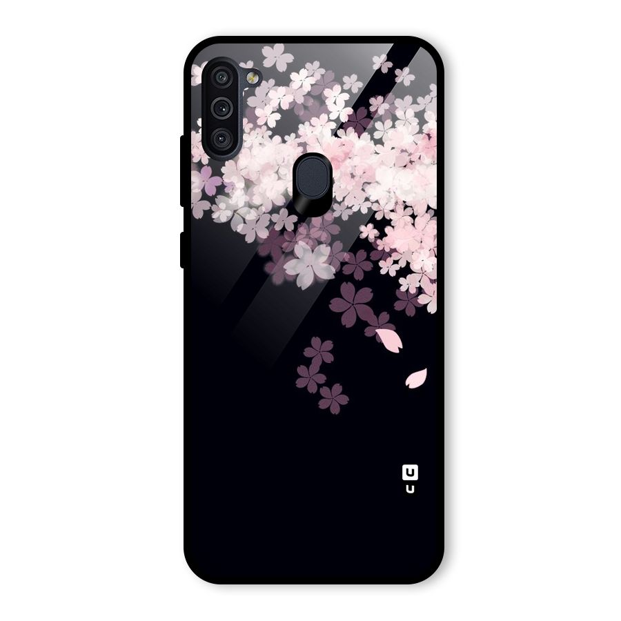 Cherry Flowers Pink Glass Back Case for Galaxy M11