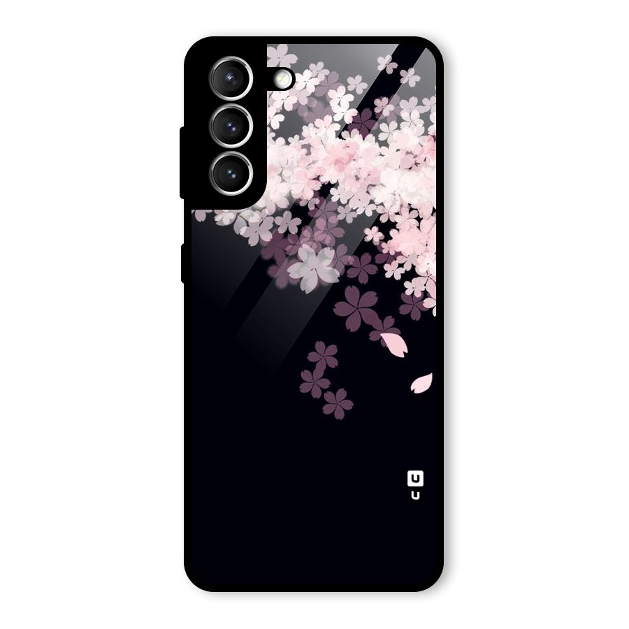 Cherry Flowers Pink Glass Back Case for Galaxy S21 5G