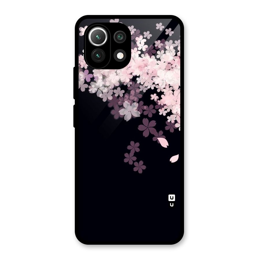 Cherry Flowers Pink Glass Back Case for Mi 11 Lite NE 5G