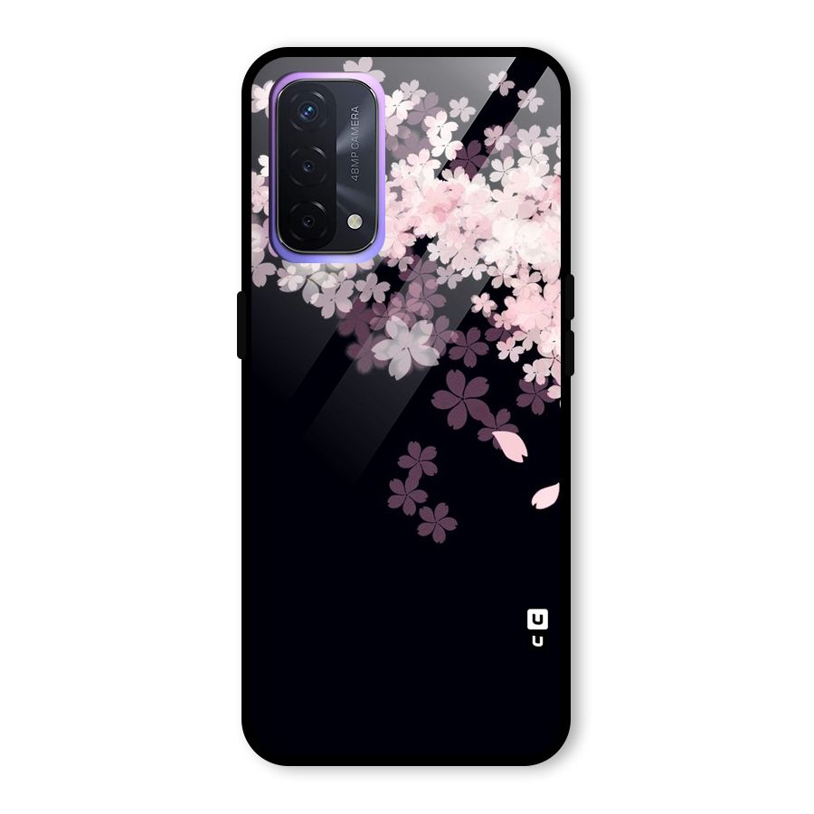 Cherry Flowers Pink Glass Back Case for Oppo A74 5G