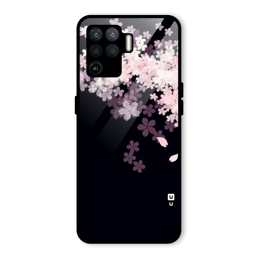Cherry Flowers Pink Glass Back Case for Oppo F19 Pro