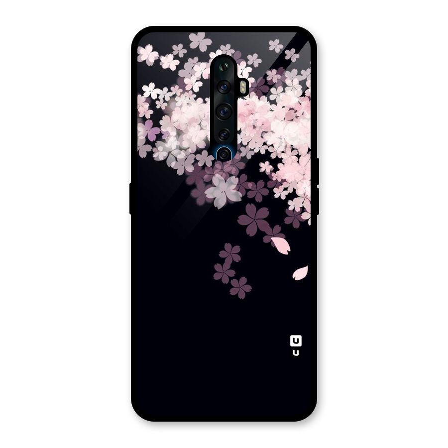 Cherry Flowers Pink Glass Back Case for Oppo Reno2 F