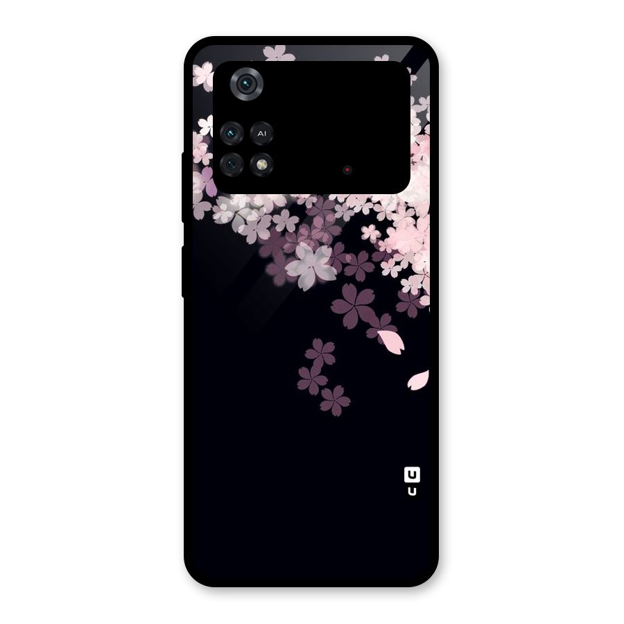 Cherry Flowers Pink Glass Back Case for Poco M4 Pro 4G