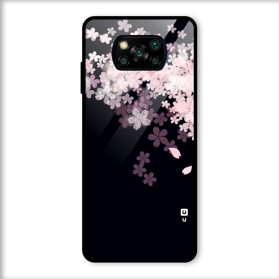 Cherry Flowers Pink Glass Back Case for Poco X3